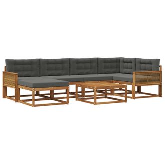 vidaXL Conjunto De Sof&aacute;s De Exterior 7 Pcs Natural Y Antracita Vidaxl