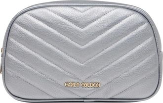 Carlo Colucci Tassen, Dames, Grijs, ONE Size, Gestikte Toilettas Doga