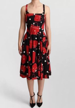 Dolce & Gabbana silk printed sleeveless square neck midi dress