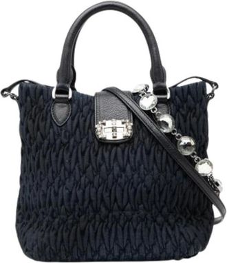 Miu Miu Pre-owned Handbags, female, Blue, Size: ONE SIZE Pre-owned Denim Handbag