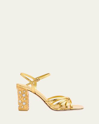 Valentino Garavani Metallic Jewel Ankle-Strap Sandals