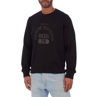 Diesel Mens Printed crewneck sweatshirt A12242-2RIAJH men - Black Cotton - Size X-Large