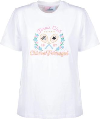 Chiara Ferragni Tennis Club T-shirt - Dames - T-shirts - Wit - M - Katoen - Tops