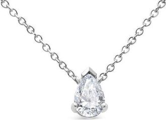 House of Brilliance 14K White Gold 1/2 Cttw Lab Grown Pear Shape Solitaire Diamond Pendent Necklace at Nordstrom