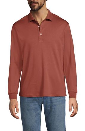 Lands End Long Sleeve Cotton Supima Polo Shirt in Earthen Clay at Nordstrom, Size Xx-Large