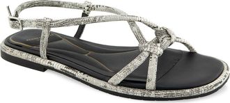 Kenneth Cole Paria Flat Slingback Sandal in White Black Lizard at Nordstrom, Size 8.5