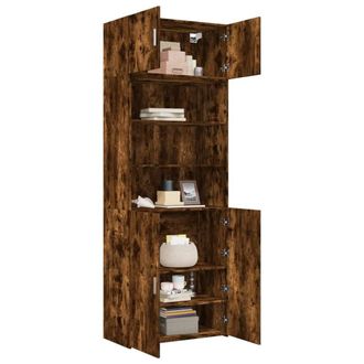 Berkfield Home Storage Cabinet Smoked Oak 80x42.5x225 cm Engineered Wood in Brown