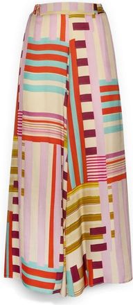 Elena Miro Printed Satin Palazzo Pants - Dames - Wijde Broeken - Roze - XS - Satijn - Broeken