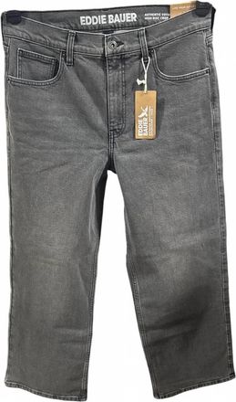 Eddie Bauer Womens Authentic Voyager High Rise Crop Jeans In Washed Black