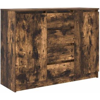vidaXL Aparador Con Cajones Roble Ahumado 100,5x35x76 Cm Vidaxl
