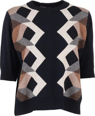 Lorena Antoniazzi geometric knit T-shirt - Black