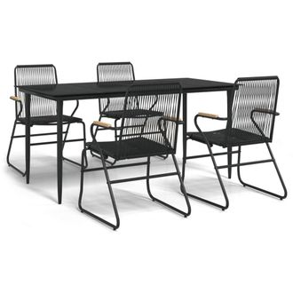 Berkfield Home 5 Piece Garden Dining Set Black PVC Rattan