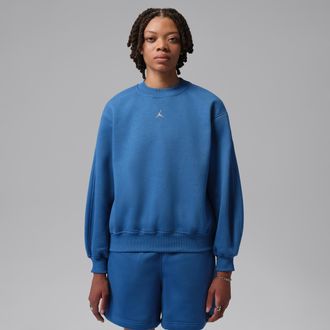 Nike Jordan Womens Jordan Brooklyn Fleece Crew-Neck Sweatshirt in Blue | IM7288-485