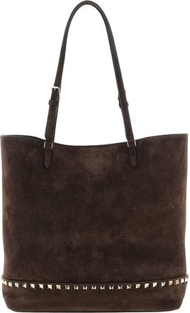 Valentino Garavani Brown Rockstud Medium Tote