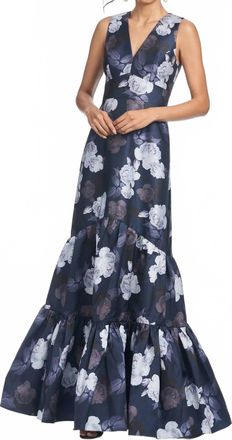 Sachin & Babi Rori Gown In Midnight Glacial Rose