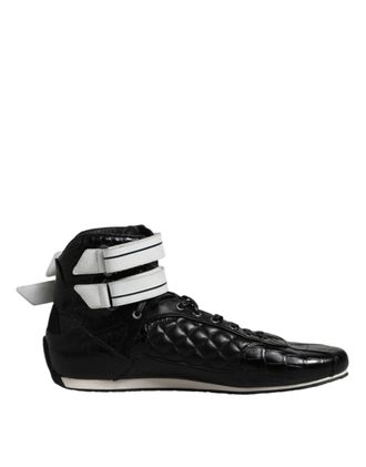 Dolce & Gabbana Black Quilted Leather Lace Up Sneakers Mens Shoes