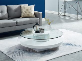 Vente-Unique Tavolino girevole in Vetro temperato e MDF - RYHALI