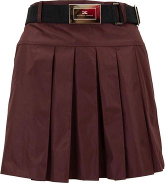 Elisabetta Franchi Wijd Uitlopende Rok met Rits en Haak - Dames - Korte rokken - Rood - XS - Polyester - Rokken