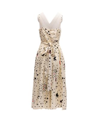 Valentino Garavani Midi Cream With Black And Red Stars Womens Dress