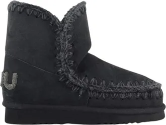Mou Glitter Logo Zwarte Eskimo Boots - Dames - Winterlaarzen - Zwart - 36 EU - Wol - Schoenen