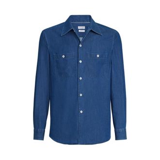 Brunello Cucinelli Brunello Cucinelli, Denim Shirts, male, Blue, Size: S Denim Shirt