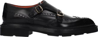 Santoni Herrens Schwarzes Leder-Derby