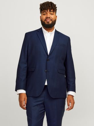 Jack & Jones Plus Size Sakko JPRSOLARIS BLAZER NOOS PLS, Herren, Gr. 60, blau (schwarz navy), Web, Obermaterial: 59% Polyester, 24% Wolle, 16% Viskose, 1% Elasthan, JACK & J
