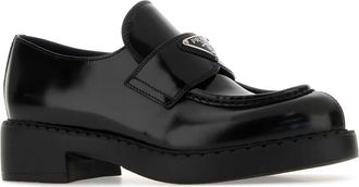 Prada Womens Black Leather Loafers Nero Vitello Mocassini