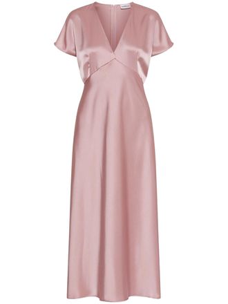 Marella Midi Dress with V-Neckline and Flutter Sleeves