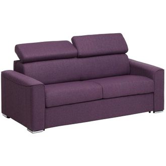 Vente-Unique Vente-unique - Divano letto 3 posti a ribalta letto con doghe larghe + materasso 140 cm + 14 cm in Tessuto Viola - vizir