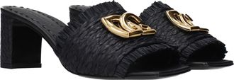 Dolce & Gabbana Raffia Platform Sandal - Black