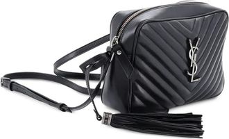 Saint Laurent Borsa a tracolla Lou piccola in pelle matelass&eacute; con motivo chevron - Nero