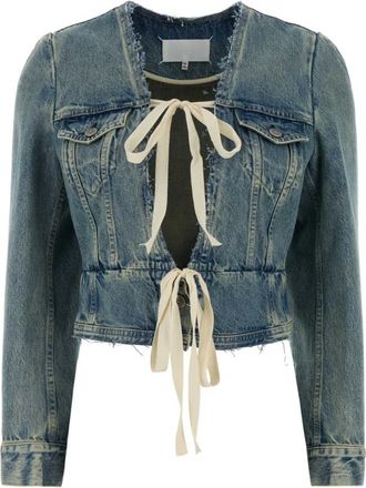 Maison Margiela Denim Jackets, female, Blue, Size: XS Raw-edged Jacket