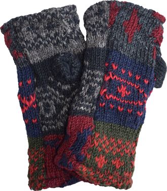 Gheri Womens Warm Woolen Fleece Lined Hand Knitted Mittens Gloves Handwarmers Q