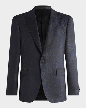 Etro Mens Paisley Jacquard Single-Breasted Blazer