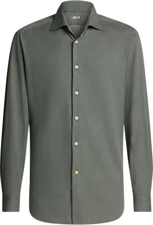 Kiton Katoenen Overhemd - Heren - Casual Overhemden - Groen - 2XL - Katoen - Overhemden