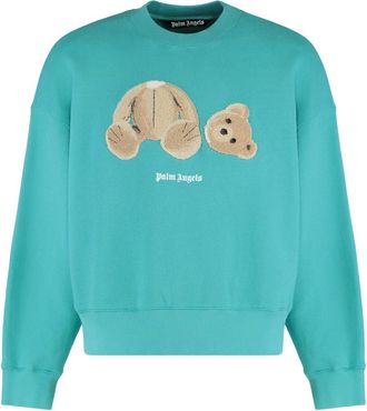 Palm Angels Bear Crew Sweatshirt - Heren - Sweatshirts - Groen - L - Katoen - Hoodies & sweatvesten