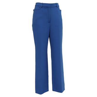 Victoria Beckham High-Rise Trousers in Blue Polyester
