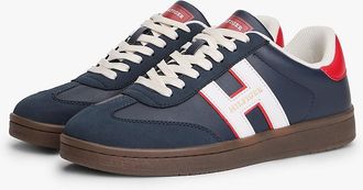 Tommy Hilfiger Mens Hilfiger Logo Mix Media Skater Sneaker - Navy/Red/White - US 10.5 / EU 43.5