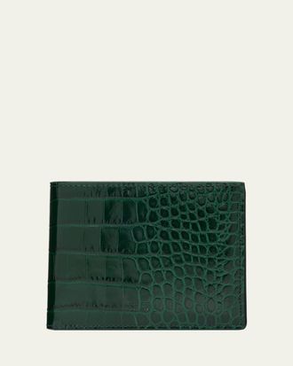 Tom Ford Mens Exotic Line Croc-Effect Bifold Wallet