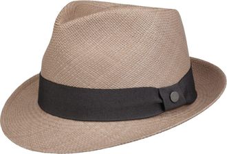 Lierys Tortilla Trilby Panama Hat by Men - Made in Ecuador Summer Straw Sun with Grosgrain Band Spring-Summer - S (55-56 cm) Light Brown