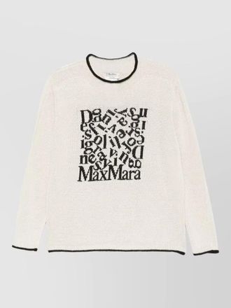 Max Mara linen sweater graphic embroidery crew neck