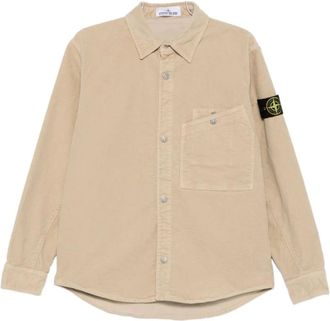 Stone Island Overhemden, Heren, Beige, L, Stone Island Shirts Beige