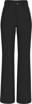 Guess Broeken, Dames, Zwart, XS, Hoge taille zwarte broek met knopen
