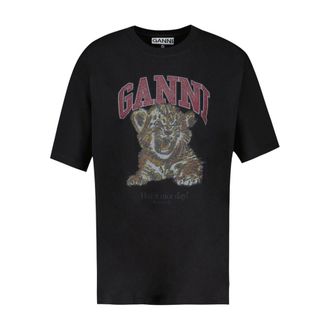 Ganni Womens Heavy Cotton Jersey T-Shirt Black