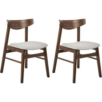 Beliani Set di 2 sedie da pranzo in tessuto grigio e struttura in legno scuro Smiley