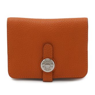 Herm&egrave;s Dogon Orange Togo Leather Coin Purse/Coin Case (Pre-Owned)