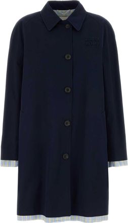 Miu Miu Dark Blue Poplin Trench Overcoat