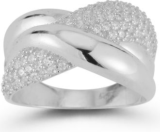 Glaze Jewelry Pav&eacute; Cubic Zirconia Crossover Knot Ring in Silver at Nordstrom Rack, Size 7
