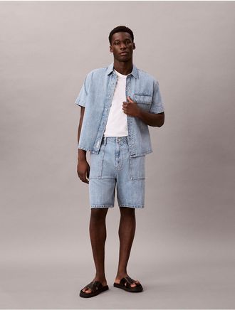 Calvin Klein Jeans Calvin Klein Mens Denim Utility Shorts - Light/Pastel Blue - S